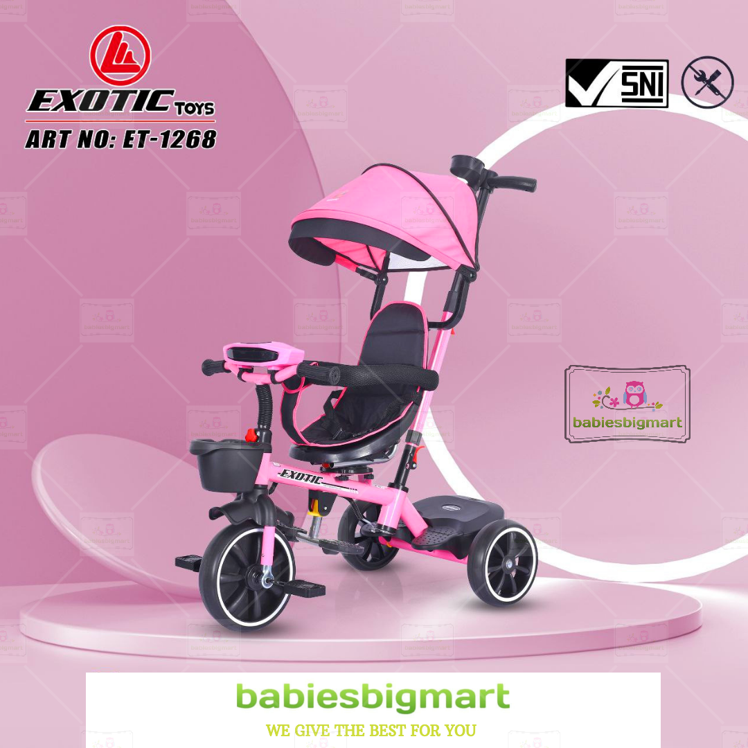 SEPEDA ANAK RODA TIGA 3 TRICYCLE EXOTIC ET 1263 , ET 1262 , ET 1267 , ET 1268 , ET 1269 , ET 1261 1 , ET 2251 , AT 7708 , AT 7711 , AT 7713 , GY 1122C , GY 101C MUSIK KURSI PUTAR DORONGAN