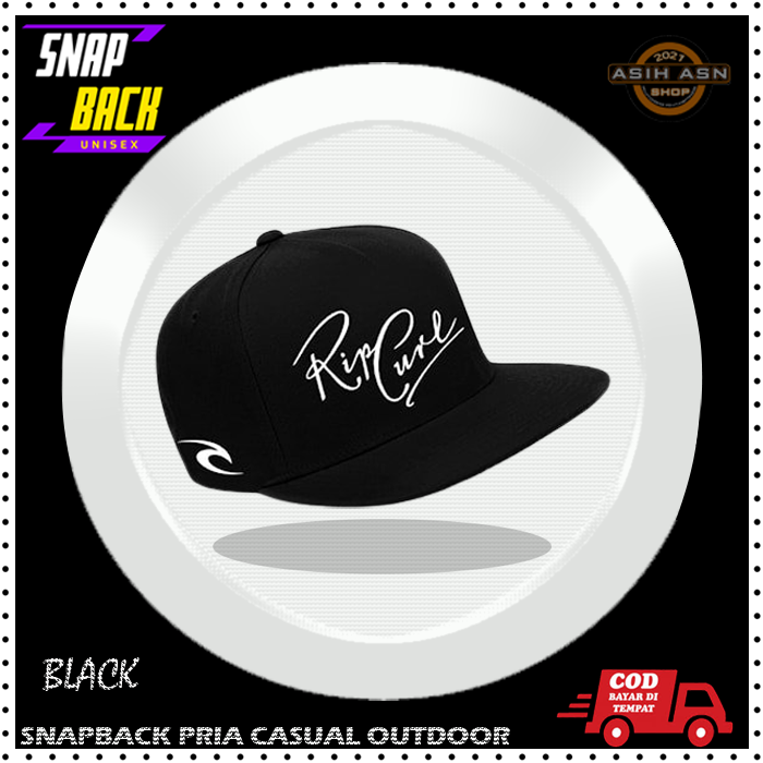 Topi Pria Wanita Dewasa Motif Sablon | Snapback Hat USA Rifcurl Hitam Text Putih Premium | New Style