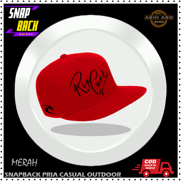 Topi Pria Wanita Dewasa Motif Sablon | Snapback Hat USA Rifcurl Merah Text Hitam Premium | New Style