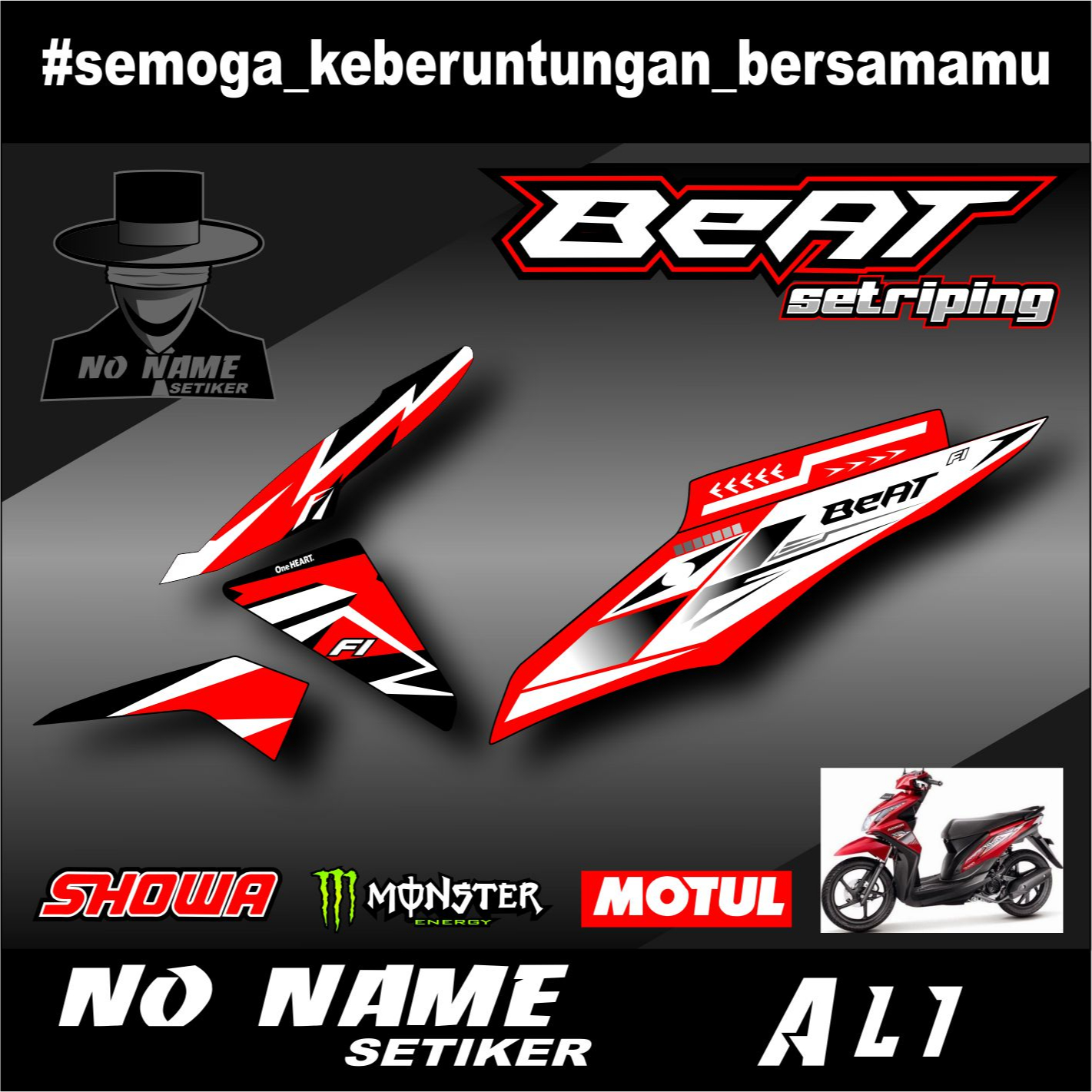 Striping semi full setiker stiker beat fi (AL1) 2013-2015 variasi stiker motor honda setriping beat