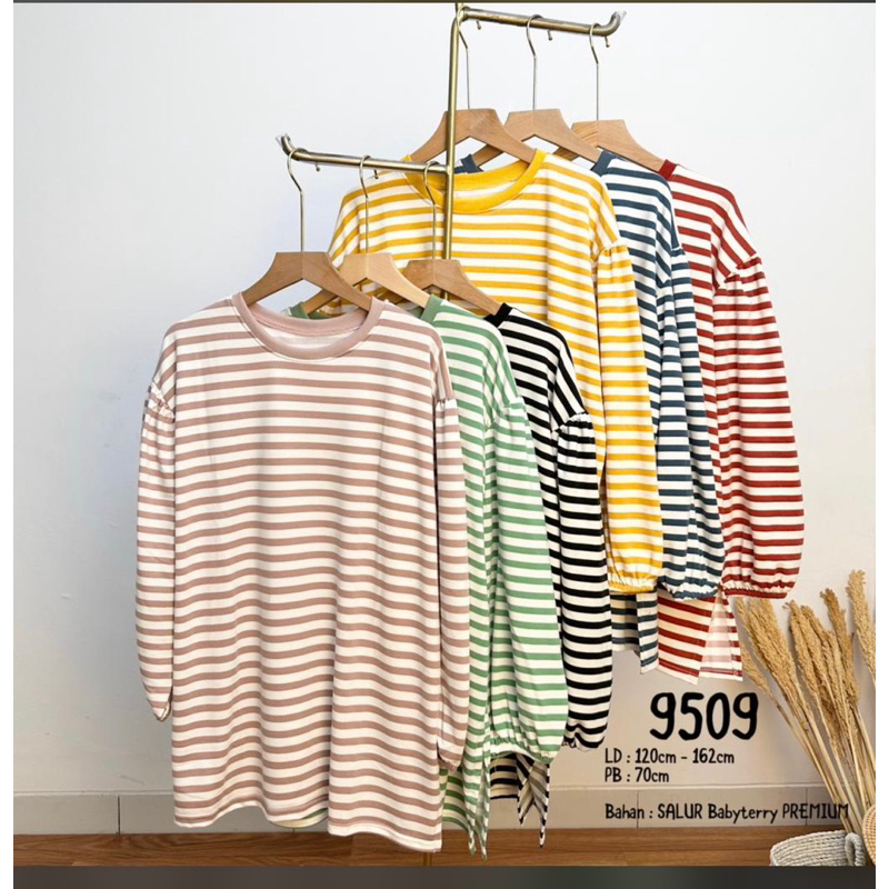 atasan kaos wanita salur kaos import atasan wanita oversize tangan karet