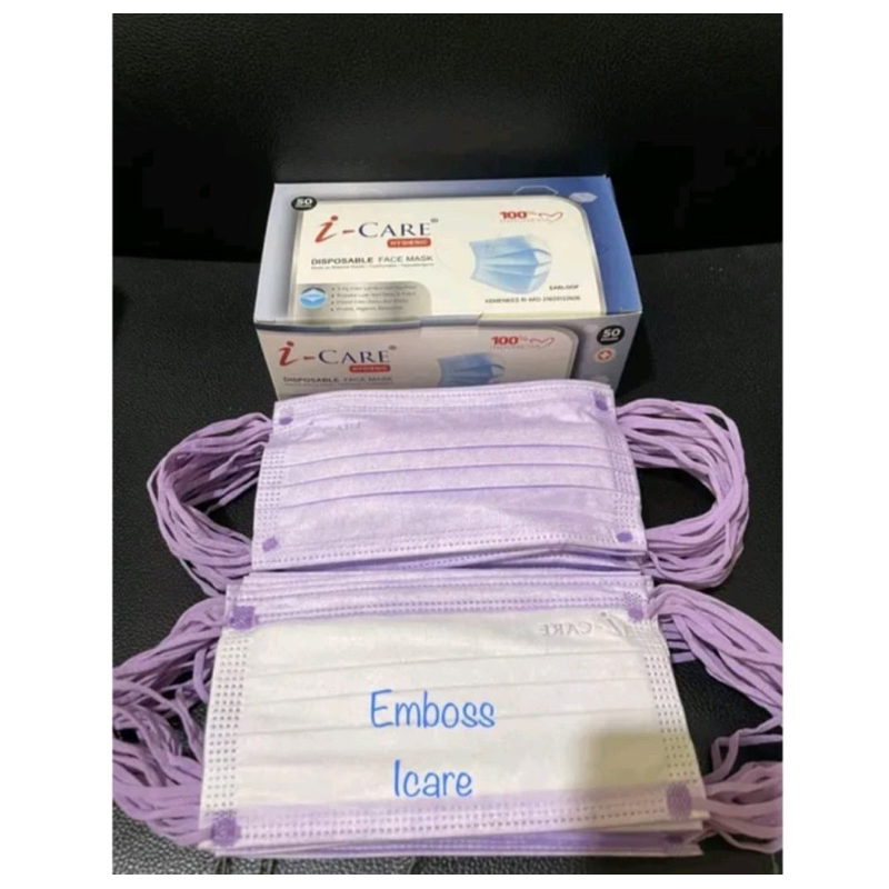 masker earloop I CARE 50pc PREMIUM EMBOSS 3ply