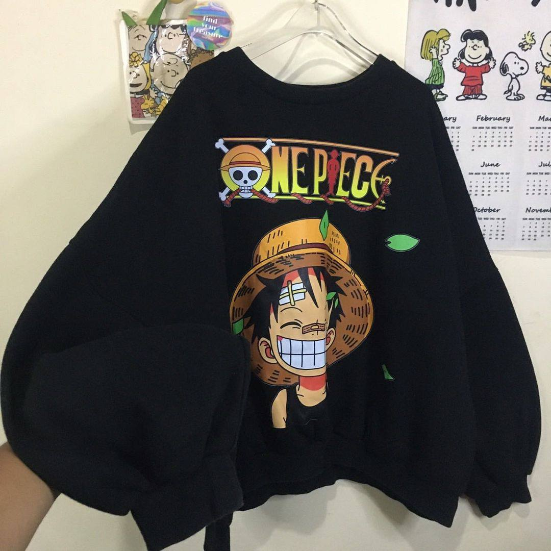 ONE PIECE LD 120 GEMOY LENGAN BALON CREWNECK PREMIUM Sweatshirt Sweater Wanita Kekinian Oversize Fashion Outfit Ootd Korean Style Sweter Krunek Cewek Remaja Suiter Crewnek Cewe Bahan Flecee