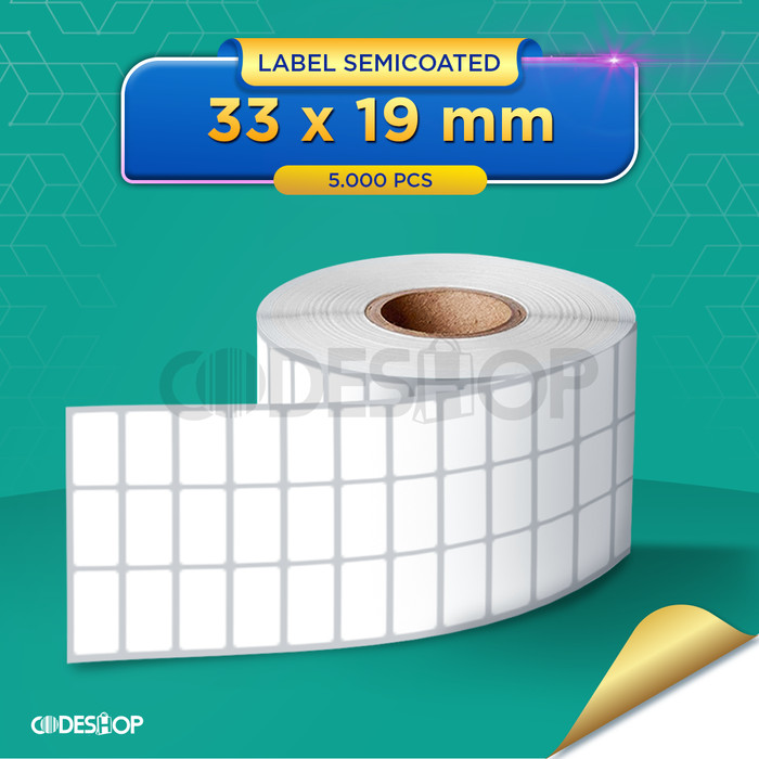 Label Semicoated 33x15 mm Stiker 1&quot; core Printer Barcode Zebra Gprinter