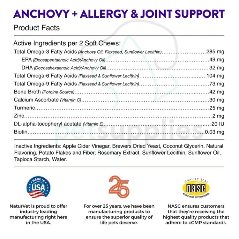 Vitamin Anjing Evolutions ANCHOVY+ Allergy &amp; Joint Support USA