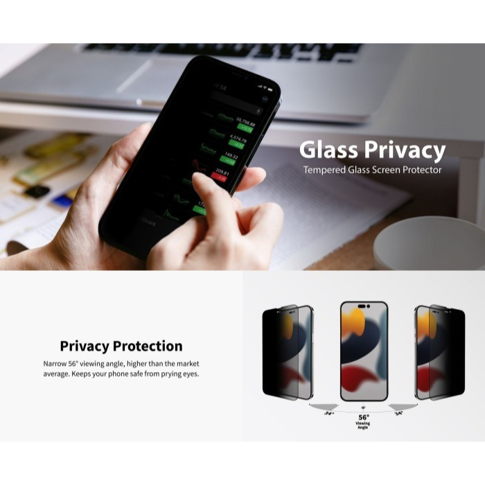 Tempered Glass iPhone 14 Pro Max Plus SwitchEasy Privacy 9H Anti Gores