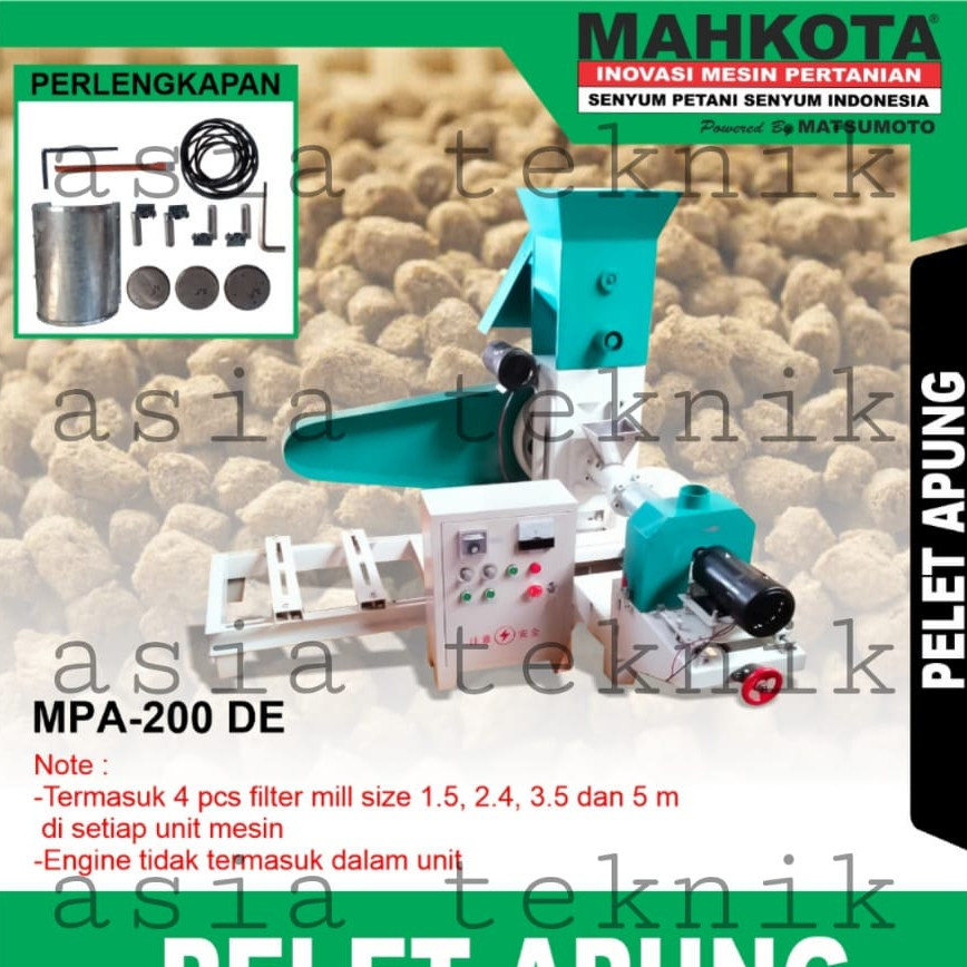 Mesin Pembuat Pakan Pelet Apung / Mesin Pelet Ternak MAHKOTA MPA-200DE