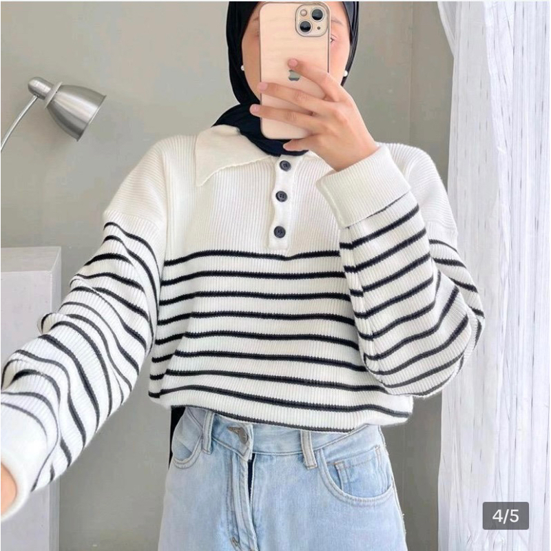 DAVINA KNITE SWEATER | SWEATER RAJUT WANITA KOREAN KEKINIAN KNITTED BLASTER