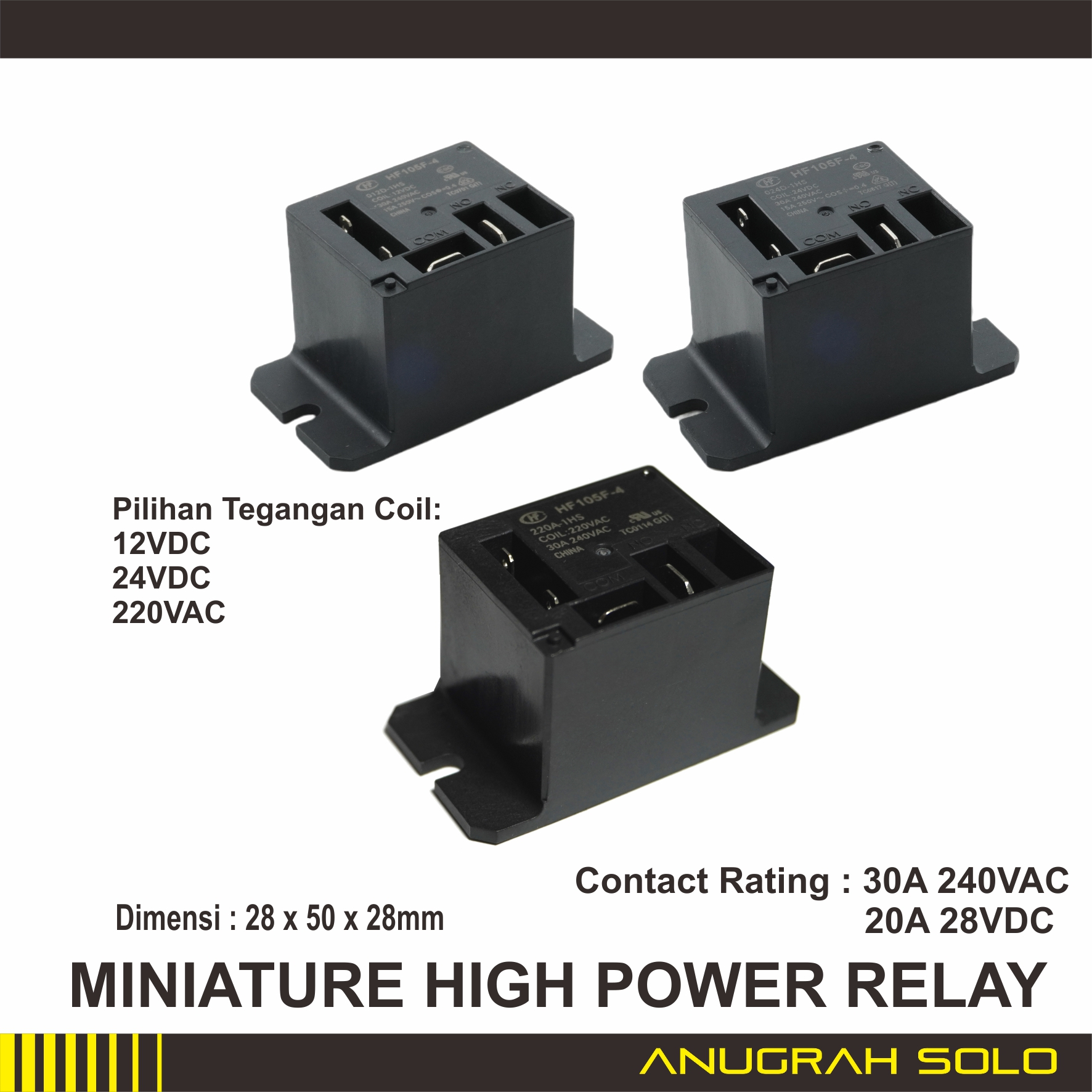 Relay HF105F-4 220VAC 30A High Current Mini Power Relay eq JQX-105F-4