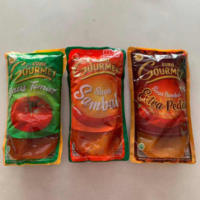 

Euro Gourmet Saus 1kg (Tomat, Sambal, Extra Pedas)