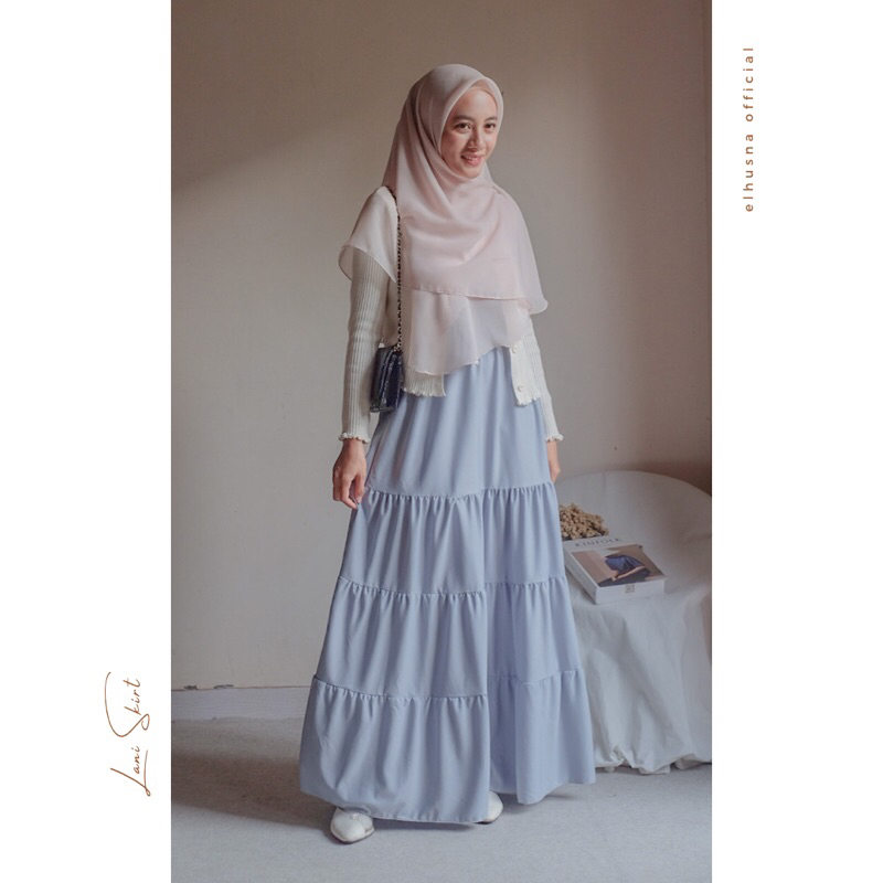 [𝐄𝐥𝐡𝐮𝐬𝐧𝐚] Lani Skirt/ Rok Canda / Rok Susun / Rok Rempel / Maxi Skirt / Rok Susun Ruffle