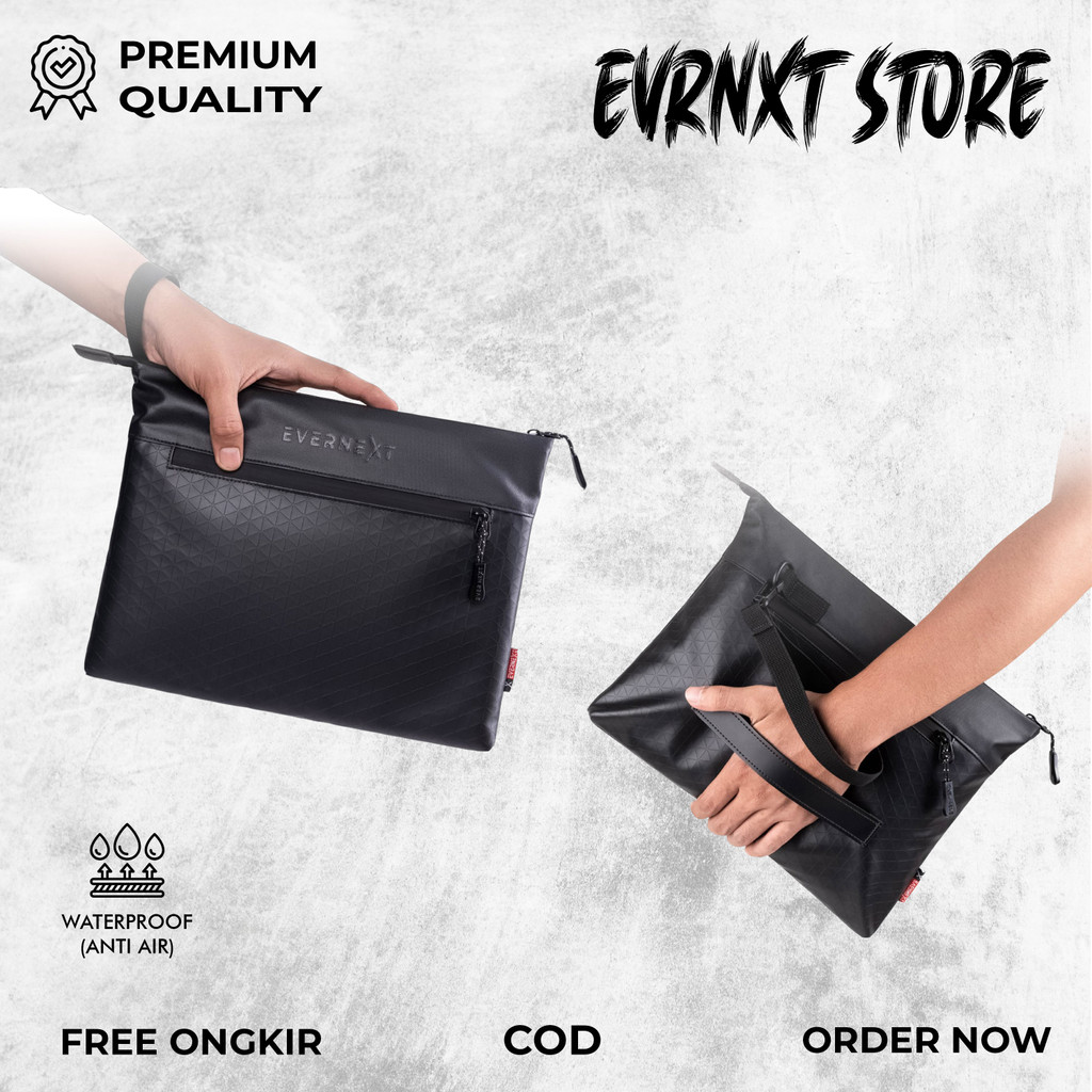 Clutch Pouch Bag Tas Dompet Pegang Tangan Kondangan Jinjing Simpel Besar Waterproof Anti Air Pria Cowok Cowo Laki Laki