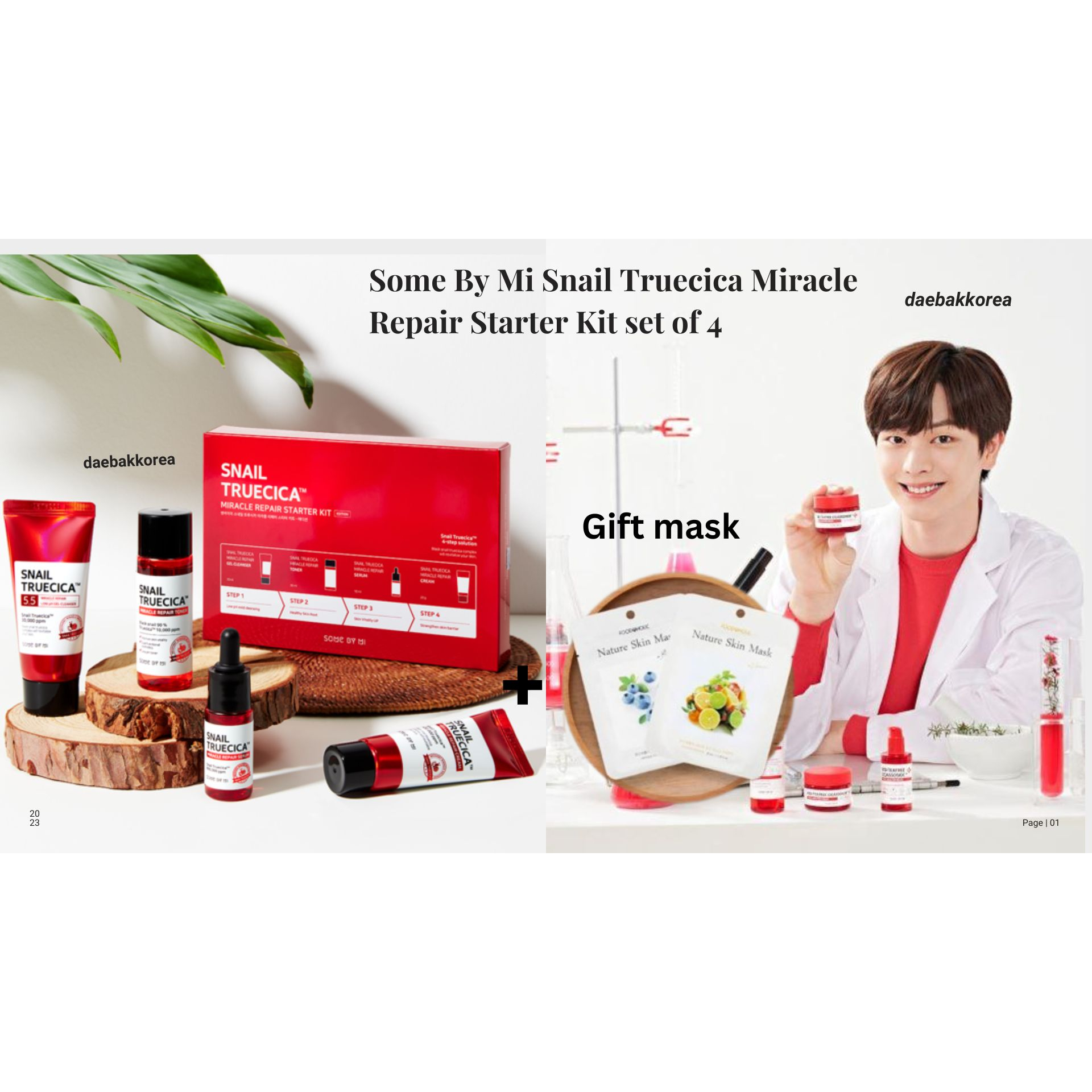 [Ready stok]Some By Mi Snail Truecica Miracle Repair Starter Kit set of 4