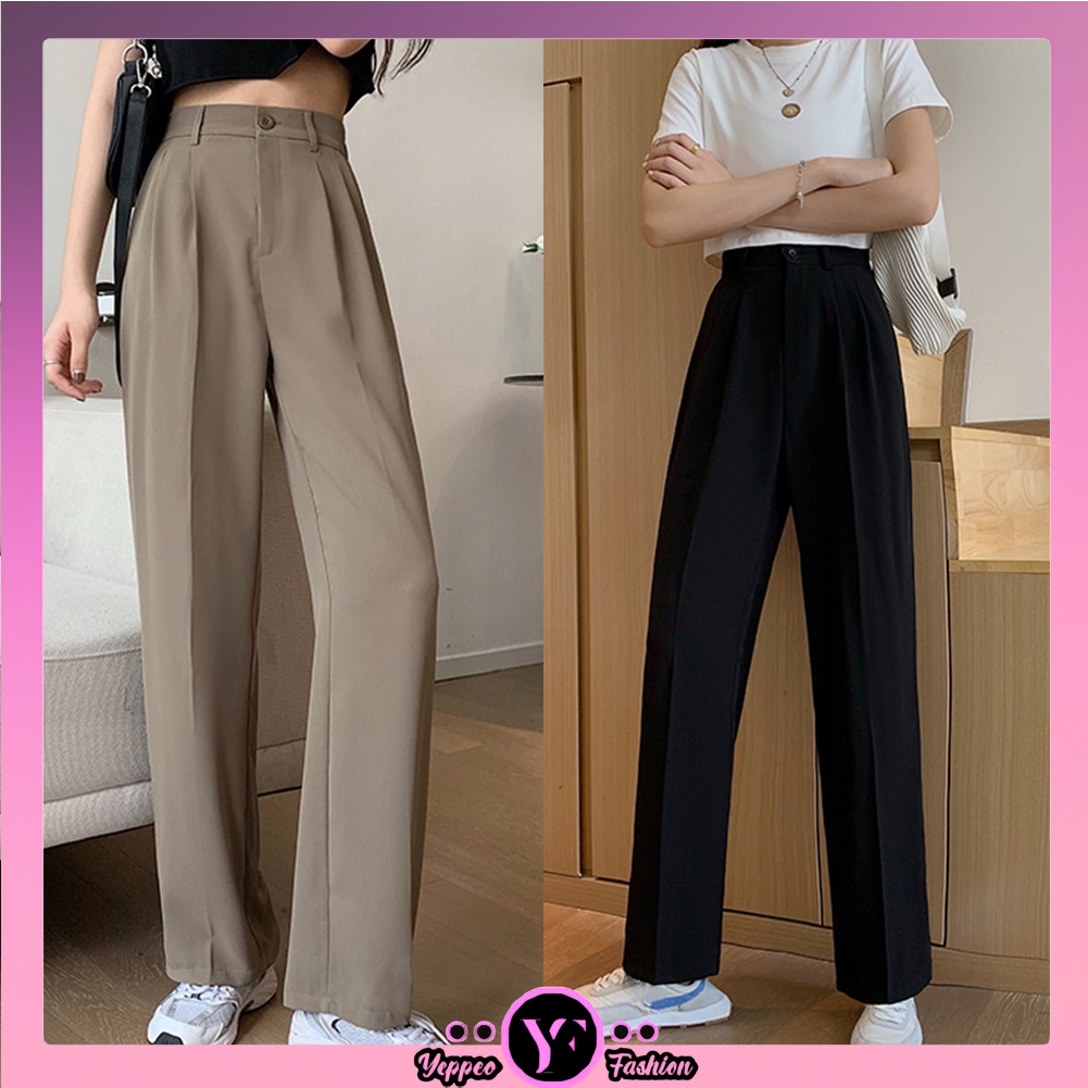 •YF• CPG990 Celana Kain Wanita Highwaist Kulot Fabric Cullotes Straight Pants Celana Kulot Kasual Celana Wanita