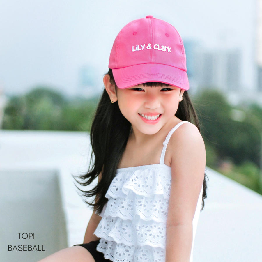 LILY AND CLARK TOPI BASEBALL/BERMAIN ANAK LUCU TERBARU BAHAN ADEM & STYLISH TB15 PINK FANTA