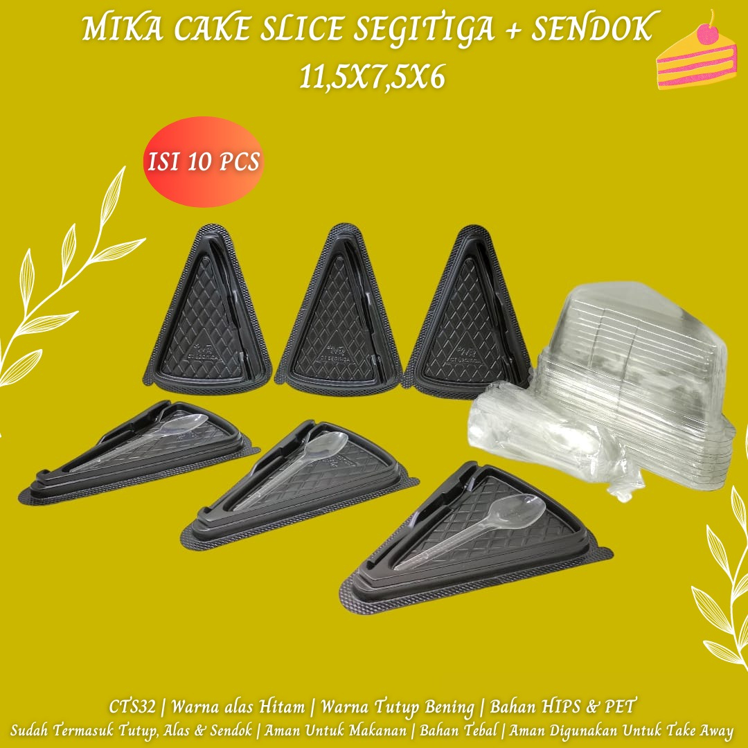 Mika Kue Segitiga Plus Sendok Mika 11,5X7,5X6 (Isi 10 Pcs-CTS32)