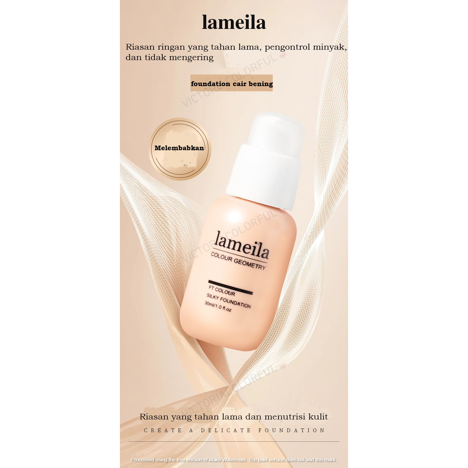 Lameila~Clear And Silky Foundation Concealer(Menutup Pori-Pori, Anti Minyak, Tahan lama, Tahan Air)