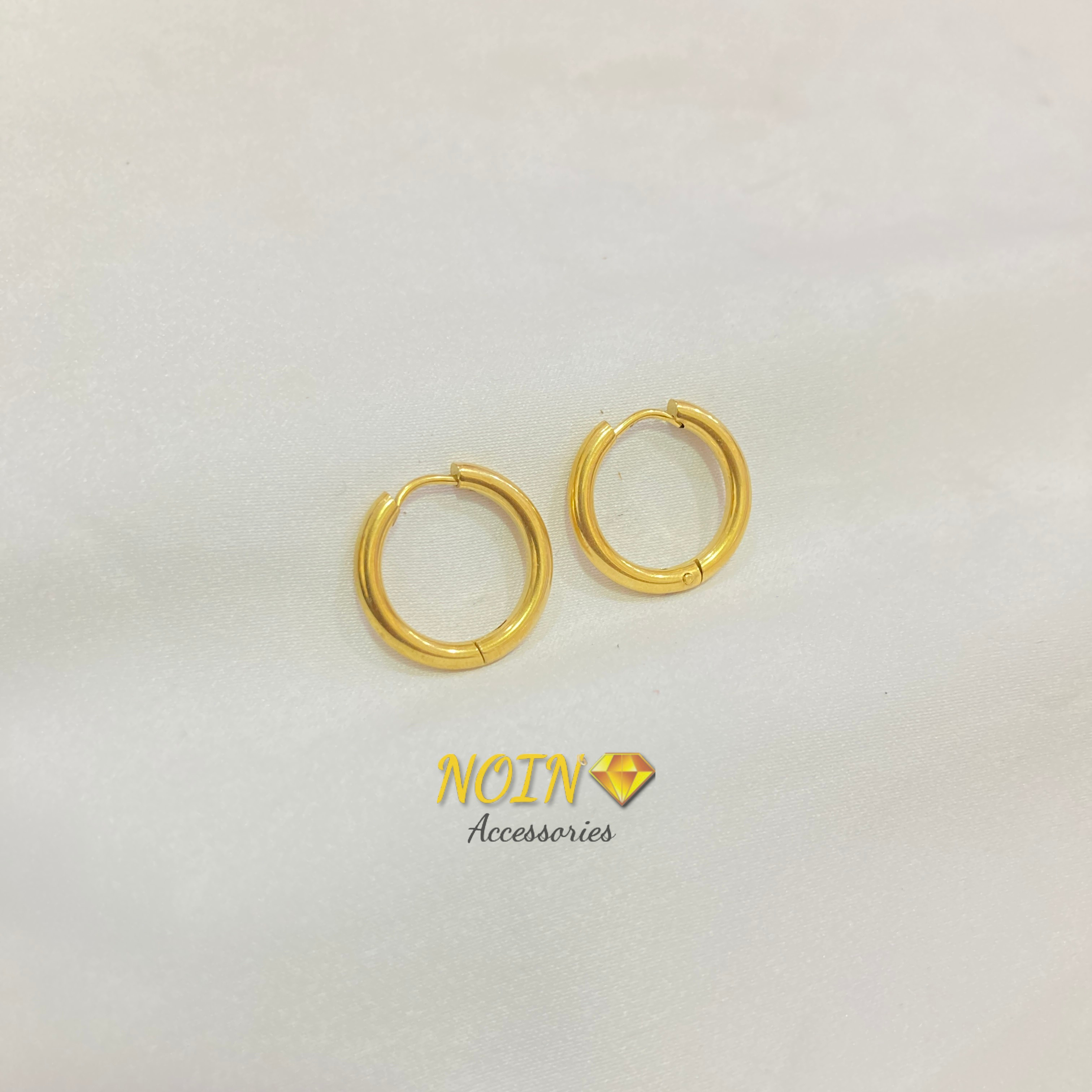 Anting Klip Hoop Kecil Polos Titanium Gold Earring Gipsi Anti Karat