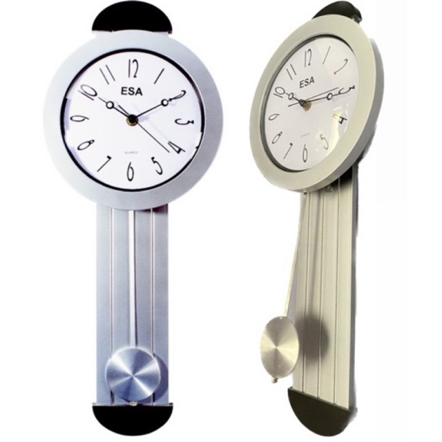 Jam dinding bandul classic simple elegan silver esa besar 54cm