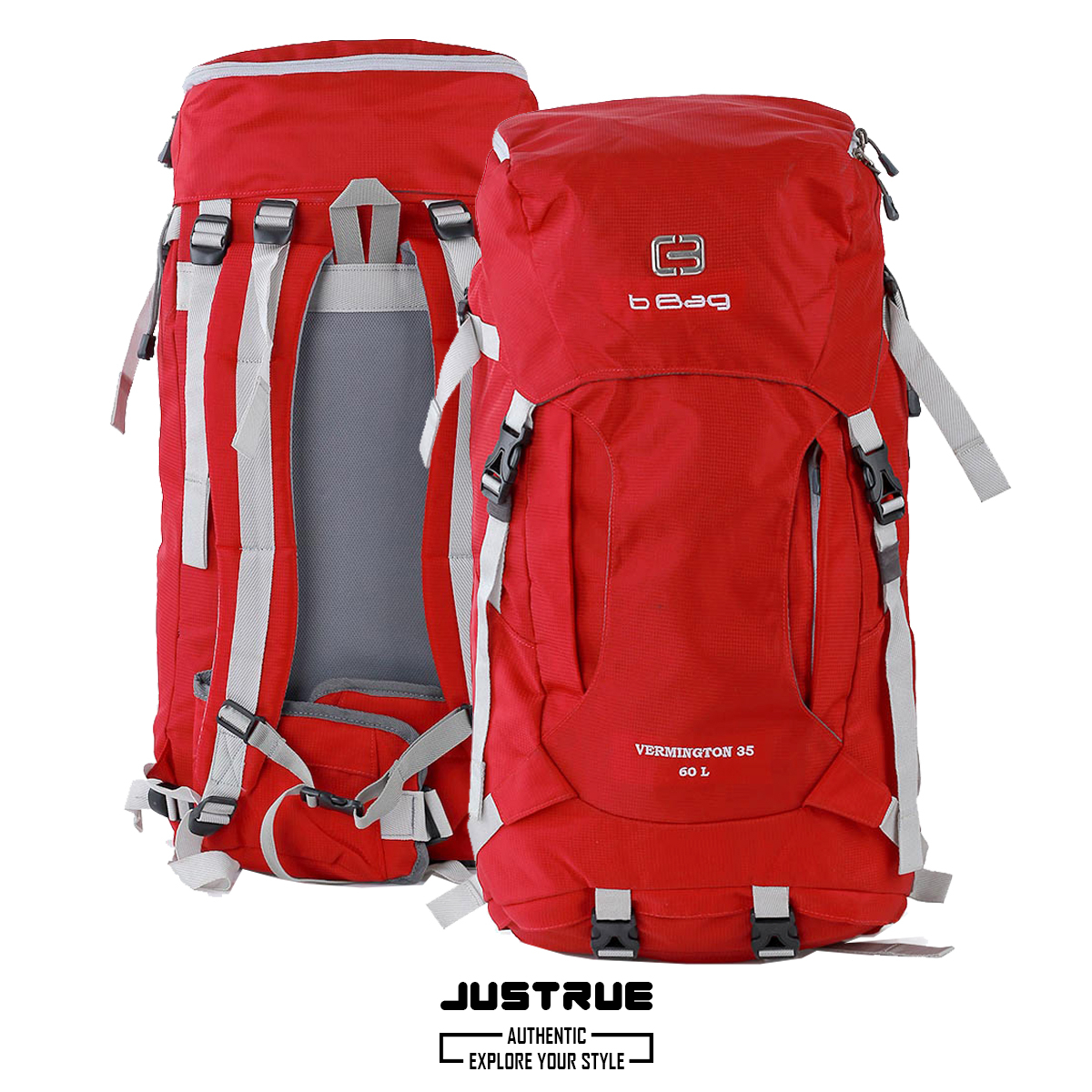 Justrue Carrier 60 Liter Tas Gunung 60L Tas Ransel Outdoor Merah 200