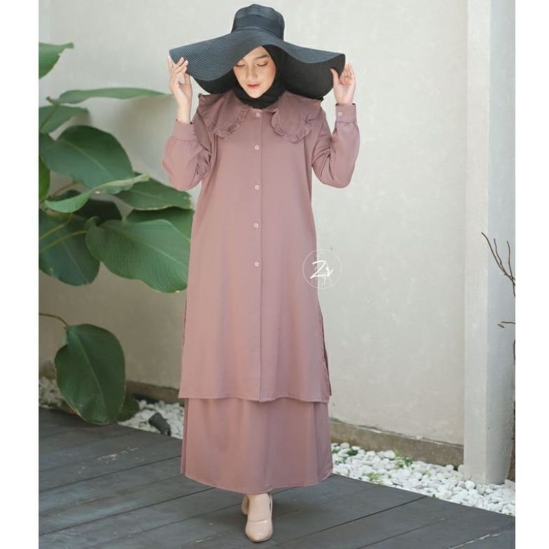 Moetiara Fashion Sabiya Set Stelan Long Tunik One Set Wanita Ity Crepe allsize | Baca Deskripsi