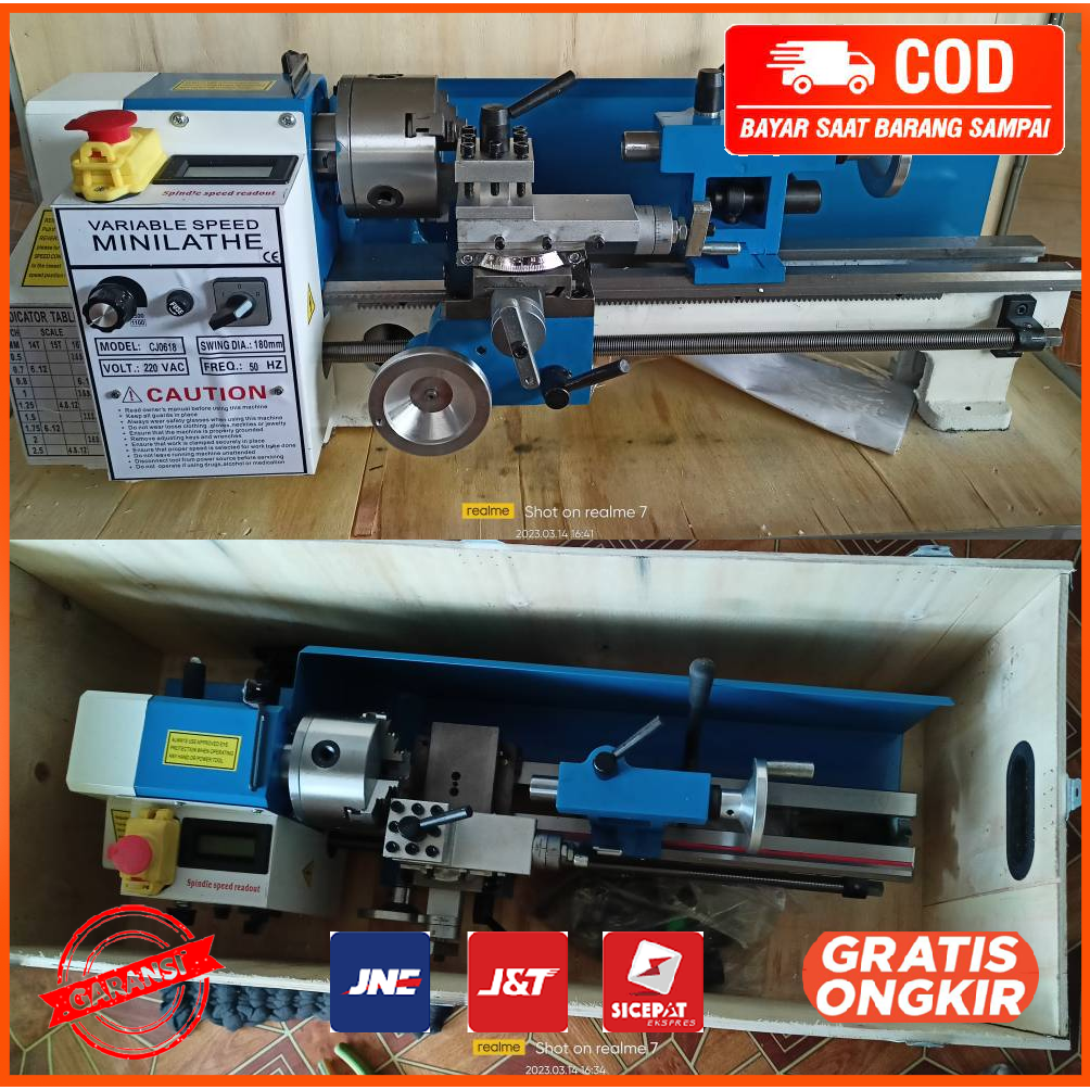 Mesin Bubut Mini Lathe Wood Working DIY 550W - HL-0618PTCC