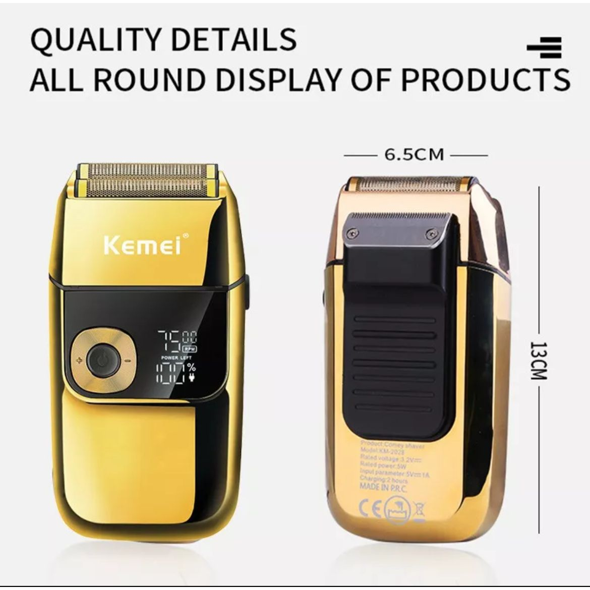 Hair Shaver Kemei KM 2028 Alat Cukur Jenggot Kumis Ketiak Barbershop - Gold