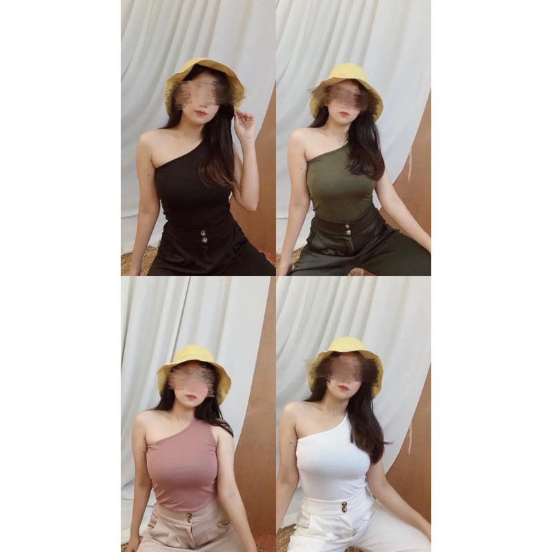 Tank Top Tali One Shoulder / Tangtop Wanita / Tangtop Cewe / Bahan Spandek Tebal / Tangtop Murah