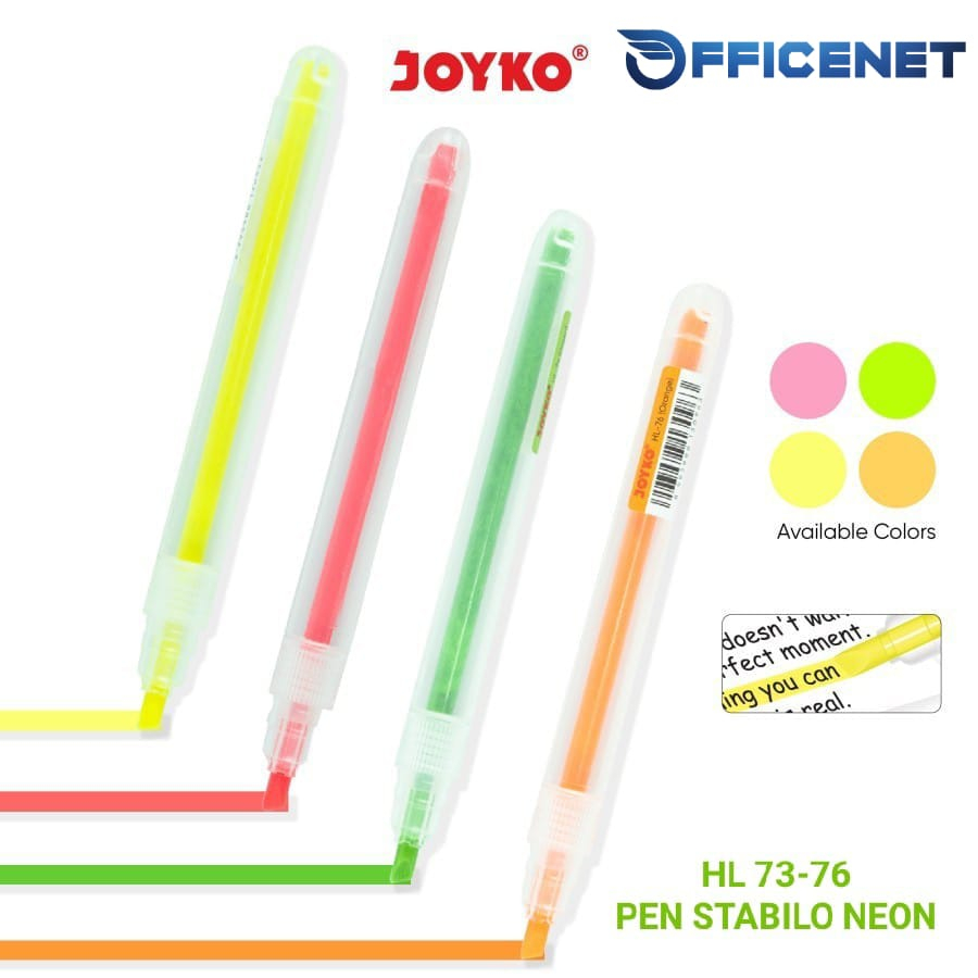 HIGHLIGHTER NEON MODEL PEN HL 73-76 PENANDA STABILO JOYKO