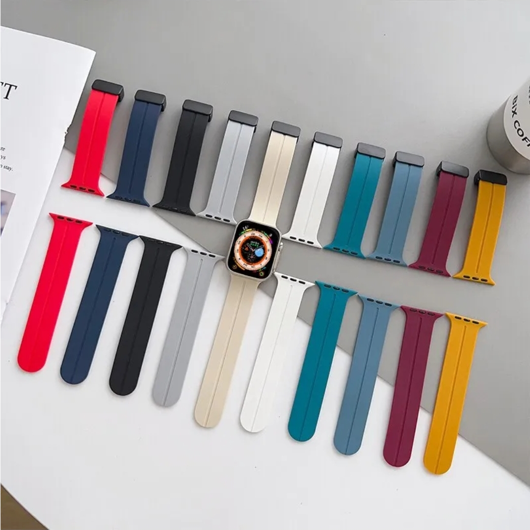 STRAP Silicone MAGNETIC BUCKLE Tali Jam Apple Watch 38mm 42mm 44mm 40mm 41mm 45mm ULTRA Series 1 2 3 4 5 6 7 8 se iwatch