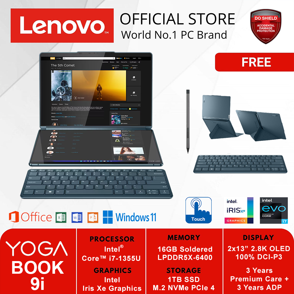 LENOVO YOGA BOOK 9i 13IRU8 09ID CORE i7-1355U 16GB 1TB SSD W11+OHS