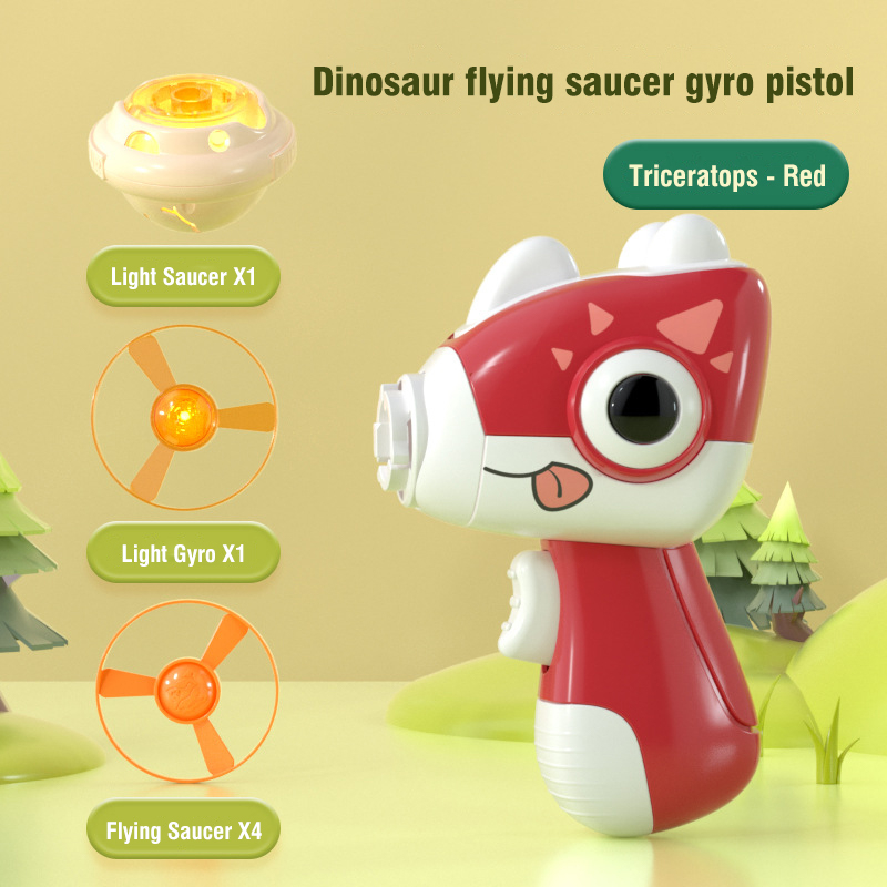 Mainan Anak Dinosaur Gyro Gun Gangsing Dinosaurus Nyala Tanpa Baterai