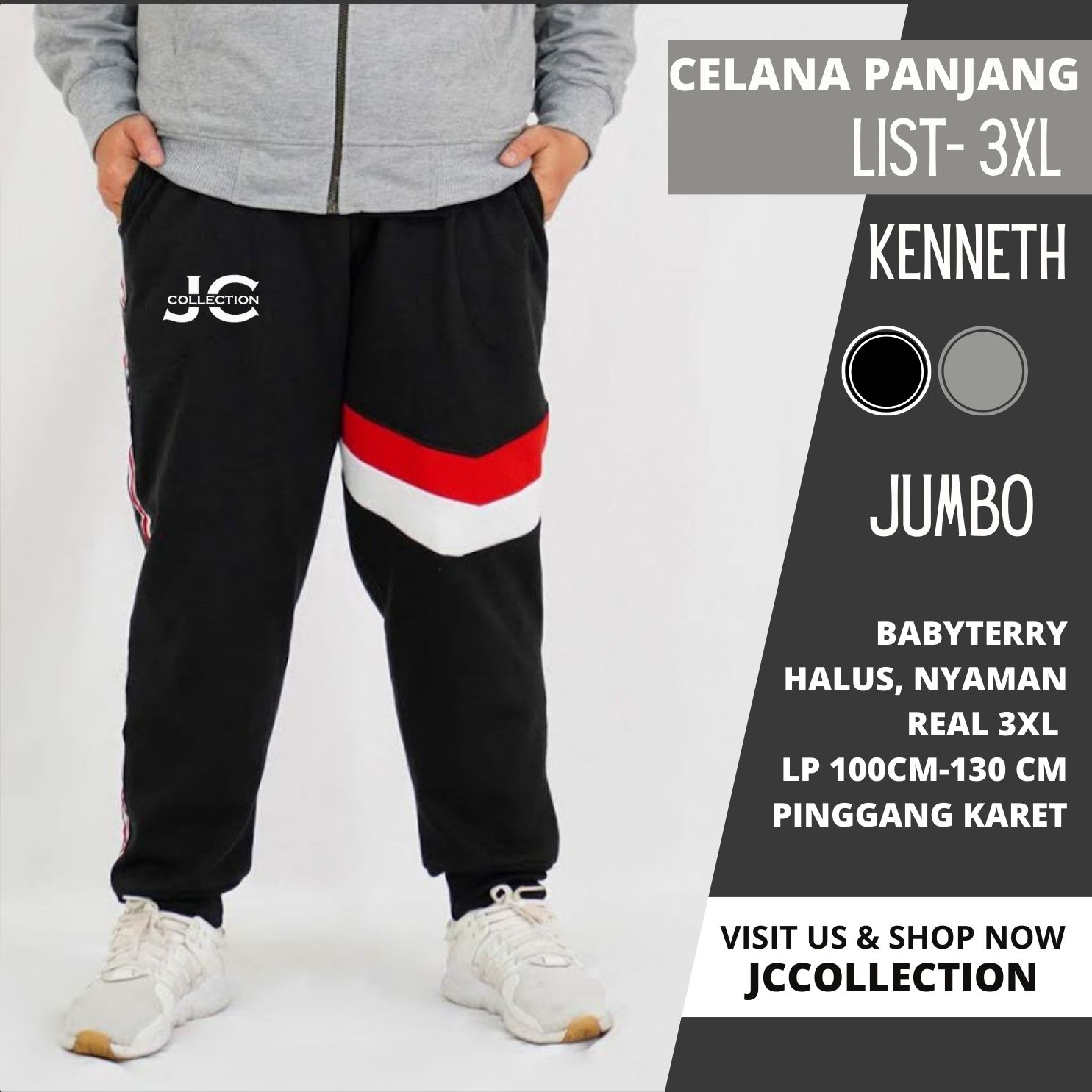 Celana Jogger Pria Jumbo Size Kenneth 3XL /  Celana Panjang Big Size - JCCollections