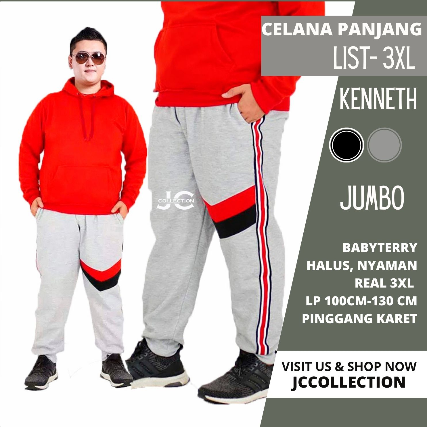 Celana Jogger Pria Jumbo Size Kenneth 3XL /  Celana Panjang Big Size - JCCollections