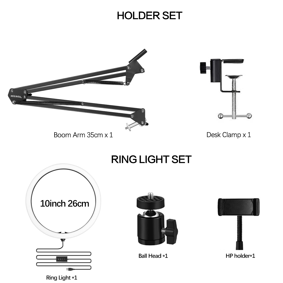 Smartphone Tripod Overhead+Ring Light Selfie Meja  Kamera Handphone Holder HP Video Boom Arm Cantilever Stand Phone holder