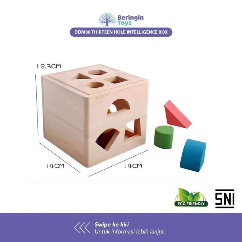 BT DDM08 Thirteen Hole Intelligence Box - Wooden Shape Mainan Box Puzzle - Wooden