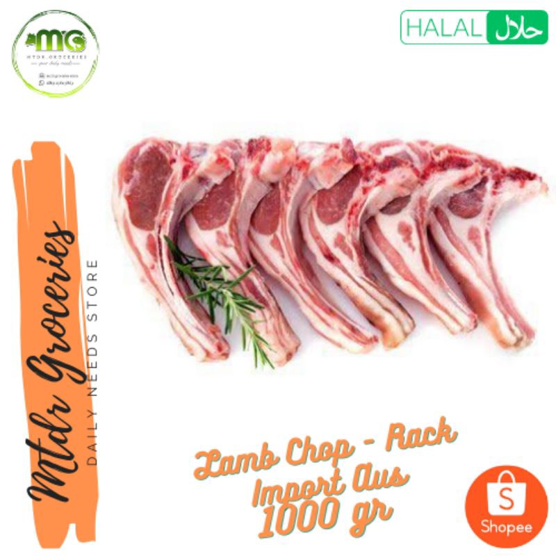 Daging Kambing Muda - Domba Import Aus - Lamb Chop - Lamb Rack 1 Kg