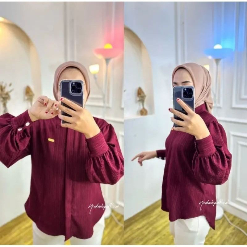 Kemeja Blouse Wanita Lady Crush / Kemeja Style Korea / Blouse Oversize / Kemeja Oversize / Outer Korea / Blouse Livia / Atasan Wanita Korea