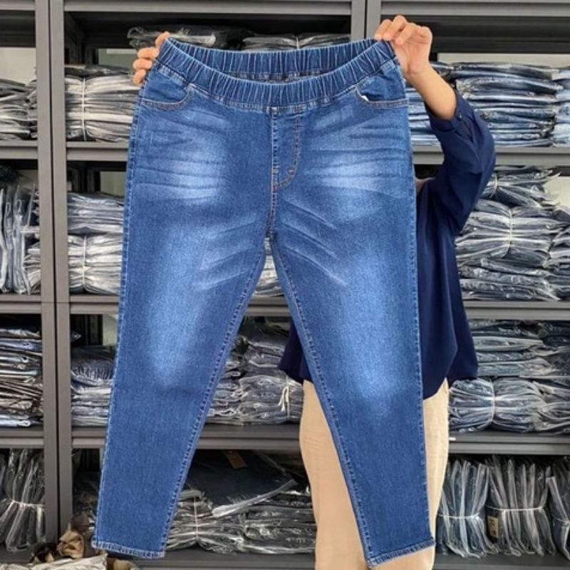Celana Jeans Pinggang Karet Celana Wanita Jeans Celana Jeans Jumbo Celana Wisker