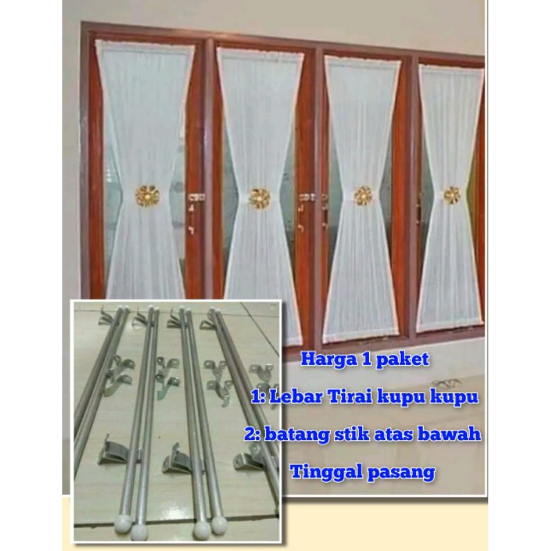 Satu Paket lengkap Tirai kupu2 1 Set Stick Dan Gorden Jendela Kupu-kupu Minimalis Gorden Putih