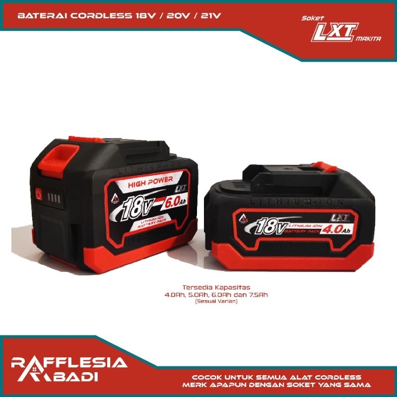 RA Baterai Cordless LXT 18v 20v 21v 2.0Ah 2.5Ah 3.0Ah 4.0Ah 5.0Ah 6.0Ah 7.5Ah 9.0Ah 10Ah Bor Impact 