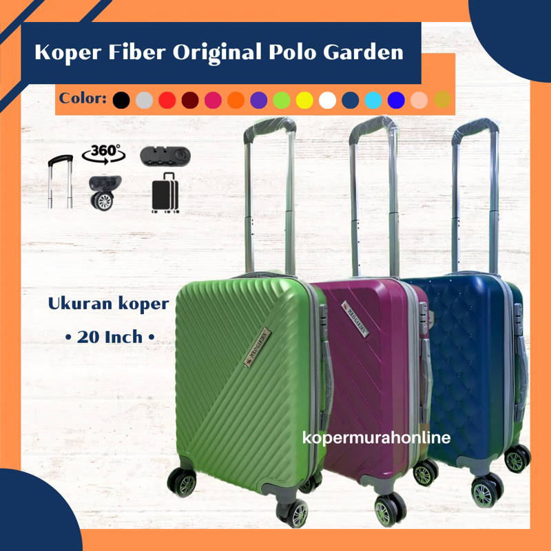 Koper Fiber 20 inch Polo Garden fiber poly carbonate softcase ukuran kecil small size cabin size tra