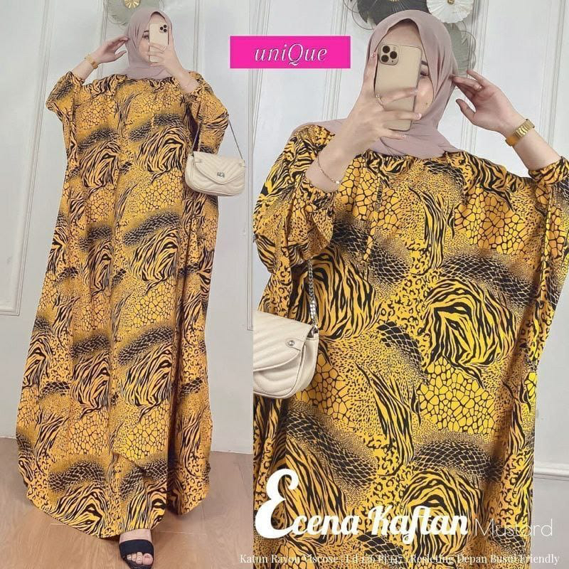 Kaftan Wanita - Taria Kaftan Kondangan Size Jumbo Motif Batik Loreng Busui Lengan Panjang Rayon Premium by Batik A W