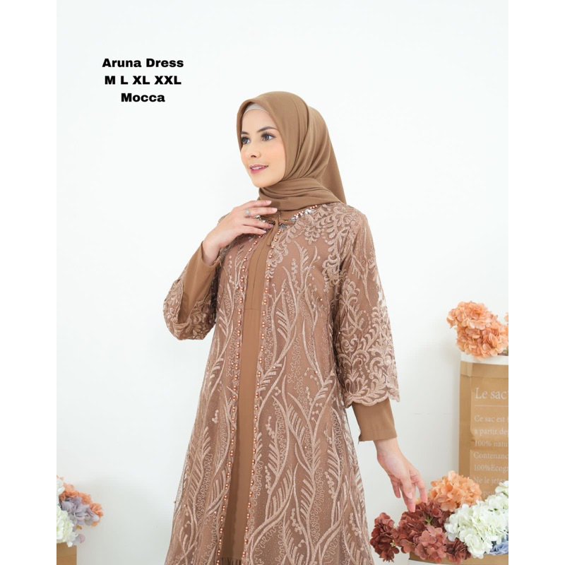 AZURAH SCRAF // COD ARUNA DRESS ORIGINAL / GAMIS PESTA MODERN / GAMIS MEWAH BAHAN TULLE SAPTO KOMBINASI PAYET / GAMIS KEKINIAN / GAMIS KONDANGAN / GAMIS PREMIUM / BAJU GAMIS WANITA / DRESS KONDANGAN / DRESS BROKAT TULLE / BAJU GAMIS TERLARIS