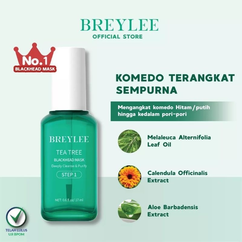 BREYLEE STEP 1 BLACKHEAD MASK 100 KERTAS / MASKER KOMEDO BREYLEE STEP 1 TEA TREE / PORE MINIMIZER SERUM BREYLEE