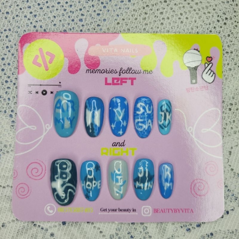 BTS OT 7 PRESS ON NAILS / FAKE NAILS / CUSTOM FAKE NAILS