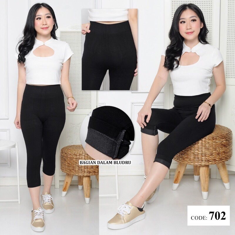 CELANA LEGGING TEBAL 7per8 FLEECE IMPORT / LEGING BAHAN SUPER TEBAL / LEJING PENDEK WANITA