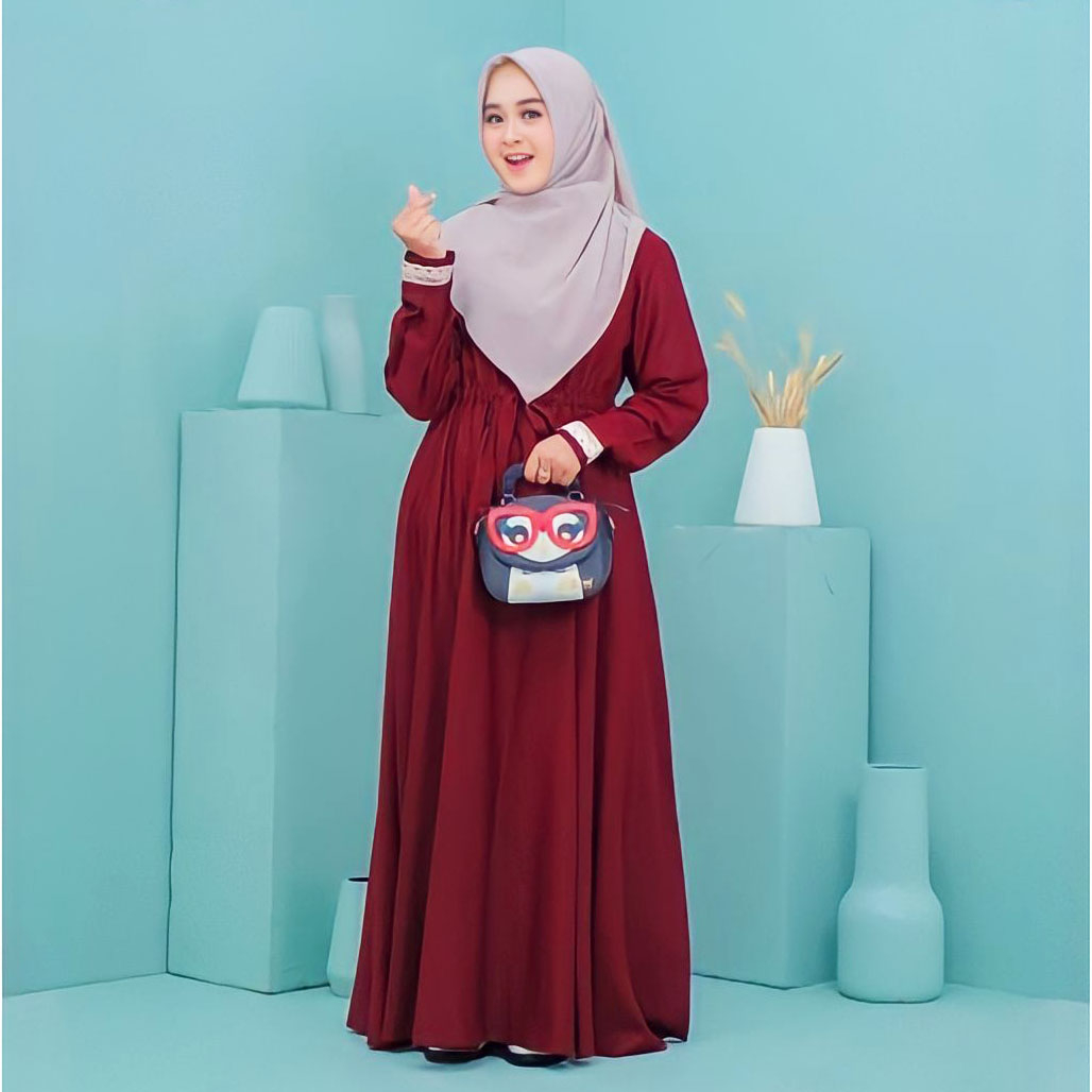 Gamis Polos Katun Toyobo Premium Model Busui Modern Kekinian Jumbo Terbaru Midi Dress