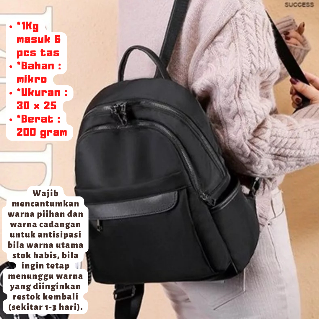 TAS RANSEL BACKPACK GENDONG BELAKANG WANITA CEWEK KANVAS IMPORT KOREA MURAH MULTIFUNGSI CHELSEA