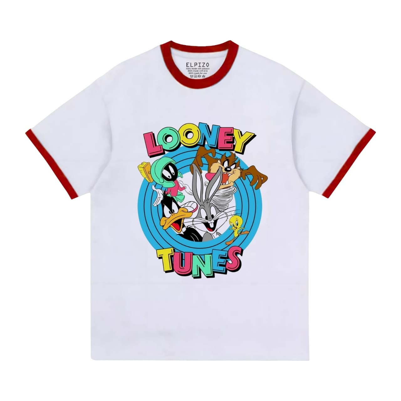 Elpizo Apparel | T-shirt Ringer Tee | Looney Tones | Pakaian pria | Pakaian wanita | Vintage | Casua
